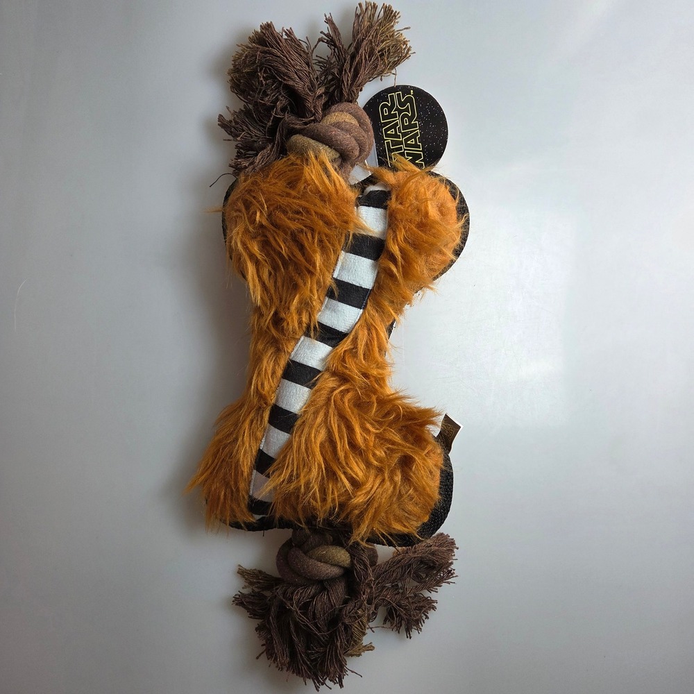 Star Wars Chewbacca Plush Bone Rope Dog Toy Chewie Bandolier Brown NWT